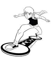 coloriage ben 10 sur son surf